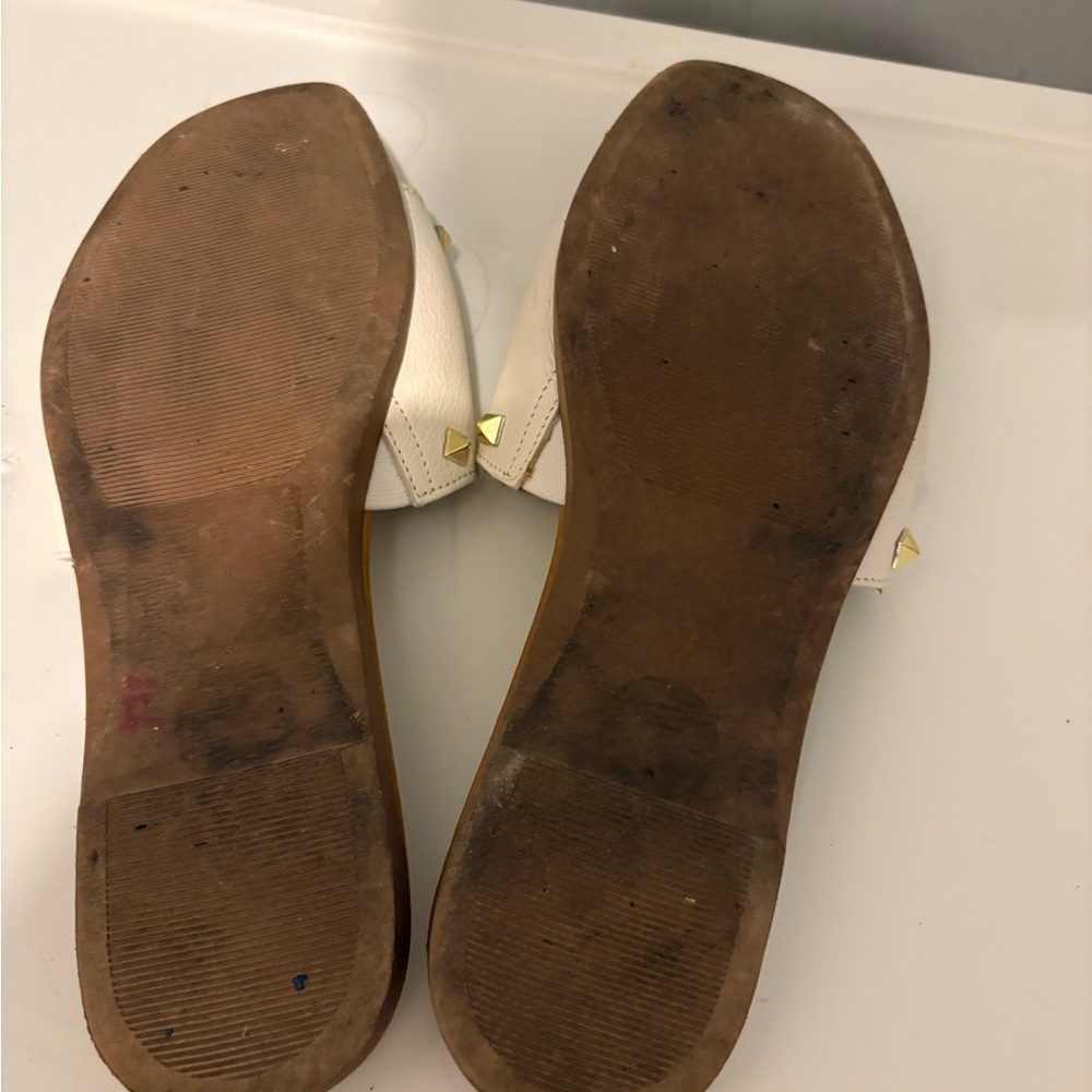 Sophia Milano White Sandals with Gold Studs - Picture 3 of 3
